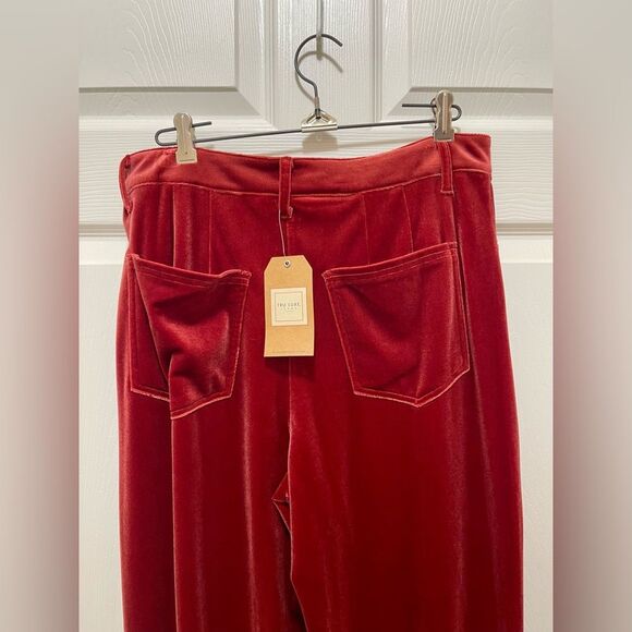 Tru Luxe Womens Wide Leg Velvet 5 Pocket Pants Trousers Size M Red NWT - Picture 9 of 15